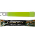 Chemlight Light Stick Military Grade 6 Hour Glow 4 Inch Long 100 Pack Ultra Bright Green Light For Night Ops Go To Gear Emergency Prep Survival Kits Outdoor Use Anywhere showing green glow stick with packaging