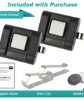 Two Pack Garage Door Remote 310 MHz Compatible With Stanley Openers From 1982 To 1995 1050 Linear Gate Opener 105015, includes visor clip and guide.