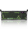 Slick 98 Key Wireless Mechanical Gaming Keyboard With Tri Mode Connectivity Bluetooth 5.4 And USB C Wired Hookups Featuring 8K Polling Rate for fast inputs with green RGB lights