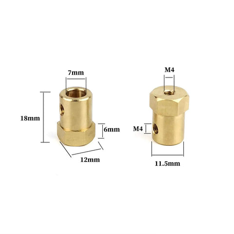 10 Pack 7mm Flexible Motor Couplers For DC Motors And Car Shafts Pro Grade Brass Linkage Connectors With M4 Screws And 4mm Allen Wrenches Great For Wheels Tires And Motor DIY Projects, 7mm brass coupler dimensions