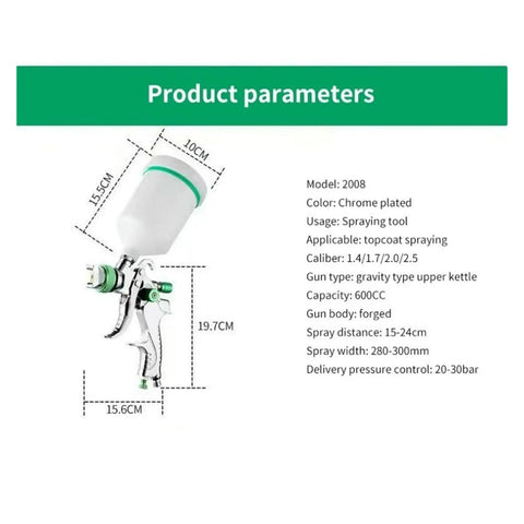 Badass HVLP Pneumatic Paint Sprayer For Auto Body Work And Home Wall Primer Jobs Knockout Atomization dimensions and specifications.
