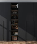 Thick Black Peel And Stick Wallpaper Self Adhesive Wall Covering on cabinet, 17.51 In x 400 In, removable textured vinyl