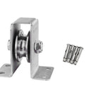 Removable U Bearing Fixed Pulley For Wire Rope Systems, 304 Stainless Steel, Heavy Duty Wheel With Quiet Operation, Rustproof Waterproof, High Temperature Resistant, 12mm Slot Width, Smooth Lifting And Traction, with anchors