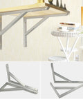 Top Notch Heavy Duty L Shape Shelf Brackets For Secure Wall Mounts, Corrosion Proof Stainless Steel Corner Supports, Easy Install Floating Rack Hardware, Built Like A Tank And Ready To Load Up, Set Of Two - mounted and unmounted views