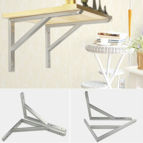 Top Notch Heavy Duty L Shape Shelf Brackets For Secure Wall Mounts, Corrosion Proof Stainless Steel Corner Supports, Easy Install Floating Rack Hardware, Built Like A Tank And Ready To Load Up, Set Of Two - mounted and unmounted views