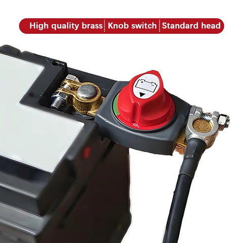 Built Tough Top Post Battery Disconnect Switch For 12V And 48V Trucks Waterproof Auto Marine Power Isolator red knob detail