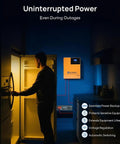Full 48V Off Grid Solar System Kit With Eight 195W Bifacial Panels 3500 Watt Inverter And 100AH LiFePO4 Rack Battery Plug And Play powering kitchen refrigerator at night.