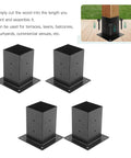 Rock Solid 3 Way Corner Post Brackets For 6 X 6 Lumber And Black Powder Coated Steel Deck Hardware With Hella Tough Outdoor Woodstand Connectors Plus Smooth Easy Assembly Eight Piece Set, four black brackets for wood framing.