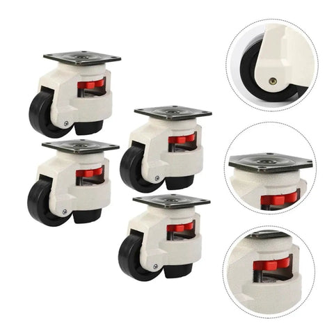 Heavy Duty Leveling Casters Set Of 4 With 500kg Load Capacity Swivel Workbench Wheels industrial plate casters with adjustable brake and black wheel