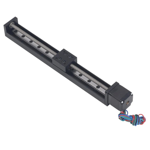 Rock Solid High Precision Linear Rail Guide Slide Actuator Featuring A Dead Smooth 200Mm Stroke And Dependable T6x4 Screw Drive For Custom Cnc Sliding Tables Alongside Multi Axis Gantry Builds with black finish and steel carriage.