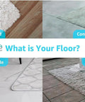 12 Piece Rug Tape Non Slip Rug End Grippers Double Sided shown on wood, concrete, marble, and tile floors with rugs