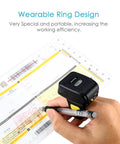 Ring Wearable 1D Barcode Scanner For Hands Free Scanning Bluetooth 2.4G Wireless Or USB Wired Mini Bar Code Reader on hand