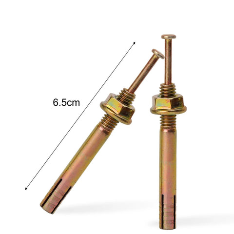 Anchor Set With Hammer Drive Pin Expansion Anchors For Concrete And Cement, Medium Size 6.5x0.6 Cm, Carbon Steel Construction