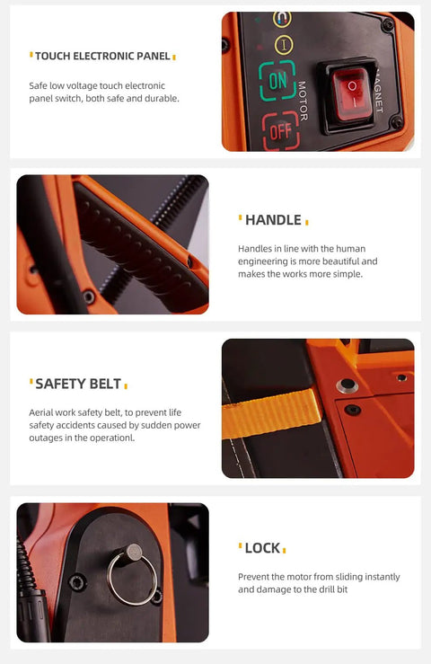 Close-up view of electronic panel with touch controls on Heavy Duty Portable Magnetic Drill With Straight Up 2500W Power.