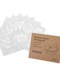 Reusable Aluminum Foil Seals Lids For Nespresso VertuoLine Capsules, 120 Count, displayed with packaging.