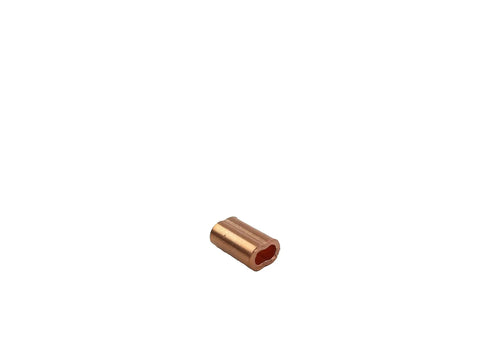 Beefy Copper Swage Sleeves And Ferrule Clips For One Sixteenth Inch Wire Rope Oval Duplex Crimping Loop Fittings Pack Of 300, copper sleeve close-up