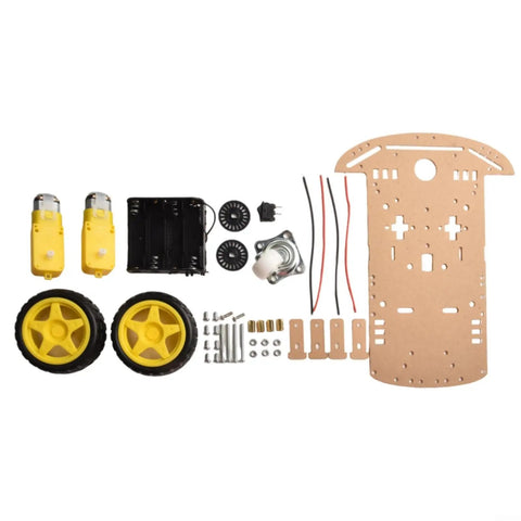 Arduino Compatible 2WD Smart Robot Car Chassis Kit With Speed Encoder For DIY Projects And Competitions, parts laid out.