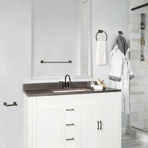 Oil Rubbed Bronze 4 Piece Bathroom Accessory Set With Concealed Screws And 24 Inch Towel Bar, 8.25 Inch Toilet Paper Holder, 2.44 Inch Double Robe Hook