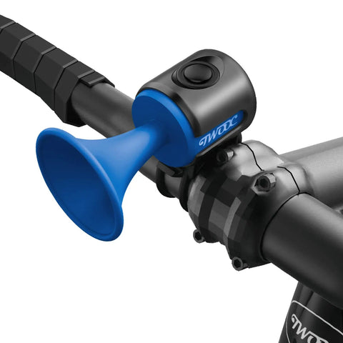 Rugged 120dB Electric Bike Horn For Adults And Kids Waterproof IPX4 Bicycle Bell With 300mAh Battery Easy Install Long Lasting Power Blue Environment