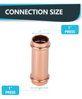 Top Tier 50 Pack 1 Inch Press Fit Copper Extended Couplings With No Stop Heavy Duty Fittings, 1-inch press copper coupling.