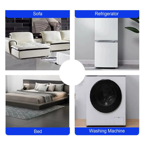 Heavy Duty Furniture Dolly Platform Featuring Rock Solid Omnidirectional Swivel Casters For No Sweat Heavy Gear Hauling Across Garage Workshop And Storage Space with sofa, refrigerator, bed, washing machine.