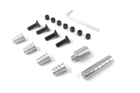 Professional Grade Anodized Aluminum Router Table Insert Plate 9 X 12 Inch Bench Mounting Base For Woodworking Routers Quick Bit Swap hardware kit components with screws and magnets.