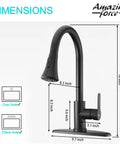 Matte Black Kitchen Faucet With Pull Down Sprayer Stainless Steel Sink Faucet Single Handle 1.8 GPM Great For Kitchen RV And Laundry
