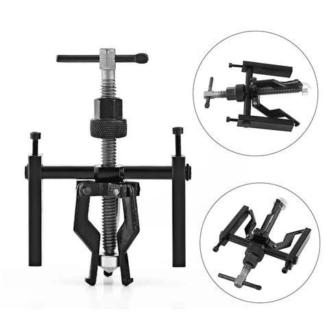 Heavy-Duty 3-Jaw Inner Bearing Puller Tool Set For Removing Sleeve Bushings And Car Auto Motorcycle Parts with black oxide finish.