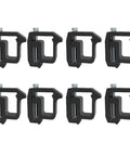 Rock Solid Heavy Duty Mounting Clamps For Truck Cap And Camper Shell Hardware Locks In Tight On The Road Fits Silverado Sierra Ram F150 8 Piece Kit In Sleek Black - top view of 8 aluminum clamps