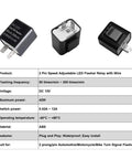 Universal 2 Pin LED Flasher Relay For 12V Vehicles Plug And Play Waterproof And Durable Works With LED And Standard Bulbs Adjustable Flash Rate From 50 To 200 Times Per Minute Super Easy Install, black ABS relay