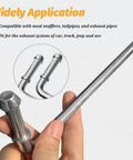 Heavy Duty Car Exhaust Hanger Rods Kit With 90 Degree Bend Carbon Steel Muffler Weld In Brackets Rustproof Zinc Coated Universal Fit For Most Vehicles Stops Vibration Keeps Ride Smooth No More Rattling, 7.48 in rod shown
