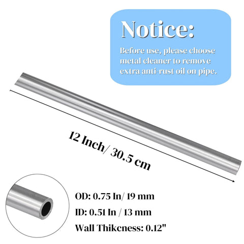 Eorbow 6-pack rolled steel tubing, 3/4 in OD, 12 in length, 0.12 in wall