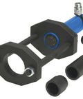 Heavy Duty Workhorse 15 Ton Air Hydraulic Rear Suspension Bushing Removal Tool Kit with blue and black design and adapter set.