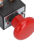 Heavy Duty Emergency Stop Button DC 80V Latching Switch IP65 Rated for Forklifts and Electric Stacker Pallet Cars close-up view.