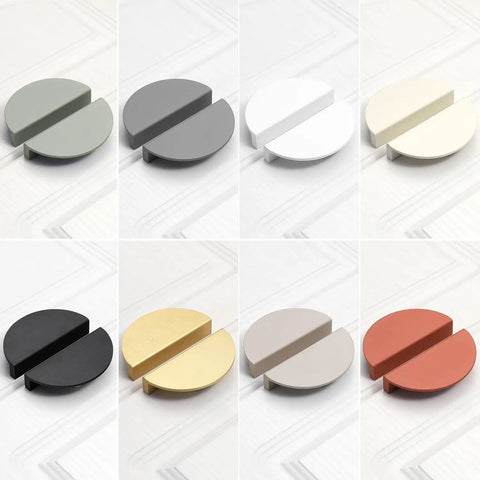 2-1/2 Inch Drawer Pulls Cabinet Handles 12 Pieces (6 Pairs) Half Round Half Moon Semicircle Knobs With Screws Aluminum Alloy in various colors
