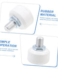 White rubber brake block for inline and quad skates, showing threaded metal screw, labeled 'Rubber Material' and 'Simple Operation'