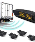 Four Sensor Parking Sensor Kit With Back Up Radar System For Trucks Trailers RVs Vans 24V Distance Detection LCD Alarm External Sensors