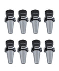 CAT40 ER32 Collet Chuck 2.76 Inch Gage Length 8 Piece Tool Holder Set displayed