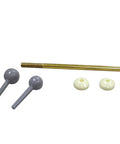 Universal Pop Up Drain Ball Rod Assembly For Bathroom Sinks With Three Ball Sizes And Two Cone Washers visible on white background