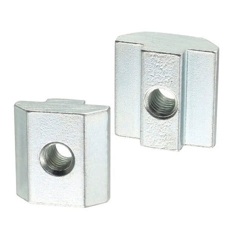 Slide In M6 T-Nut For 4040 Aluminum Extrusion Profiles Pack Of 10, carbon steel with nickel or zinc plating, close-up view