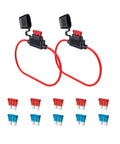 Top Shelf 16 Gauge In Line Automotive Fuse Holder Atc Ato Two Pack With Ten Amp Car Fuses Gearhead Ready heavy duty wiring block with fuses.