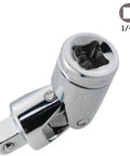 Universal Joint Socket Adapters Two Pack One Quarter Inch Drive Spring Loaded Swivel Chrome Plated Steel Built Tough