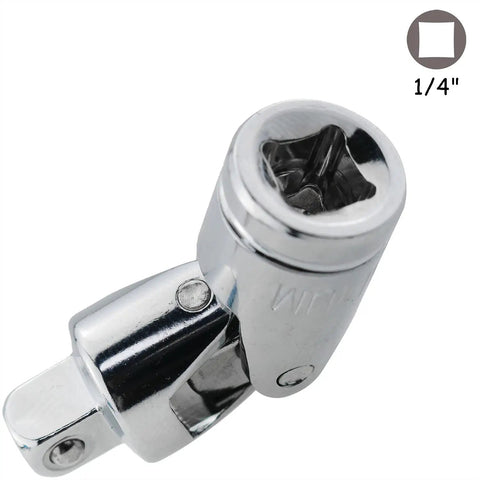 Universal Joint Socket Adapters Two Pack One Quarter Inch Drive Spring Loaded Swivel Chrome Plated Steel Built Tough