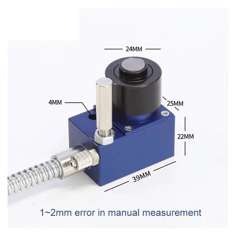 Straight Shooting CNC Tool Setter and Z Axis Probe delivering dead nuts precision, blue build, size dimensions visible.
