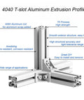 Top Grade 4040 T-Slot Aluminum Profile Extrusion Linear Rail Rods For Pro CNC Machining And 3D Printer Build Projects with detailed features.