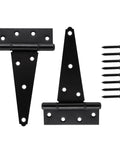 6 Inch T Strap Heavy Duty Shed Door Hinges Black Tee Hinge for Wooden Fences Barn Doors Gates Rustproof Wrought Iron with Screws