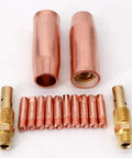 MIG Welding Kit 0.035 Inch For Tweco Lincoln 100L Torch With M3 Tip Gas Diffuser Nozzle And Brass Consumables set displayed