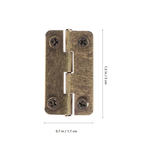 Small Miniature Iron Hinges With Screws INOOMP For All You DIYers 1.2 Inch Rounded Corner Chest And Jewelry Box Hinges Antique Bronze