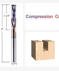 SpeTool UP&Down compression router bit, 1/4" shank, 1-1/4" cutting length, 3" overall length, carbide spiral for wood carving