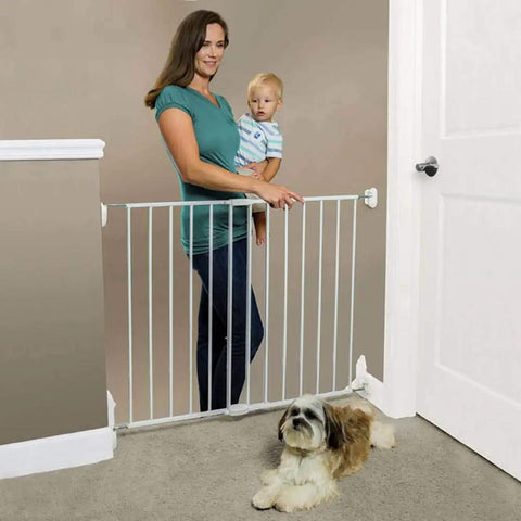 Essential Stairway and Walkway Baby Gate for Stairs and Doorways, Hardware Mounted, 30 Inch Tall, Fits Openings 24.5-40.25 Inches, White